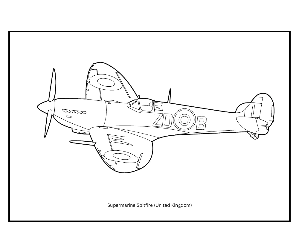 Supermarine Spitfire colouring-page preview