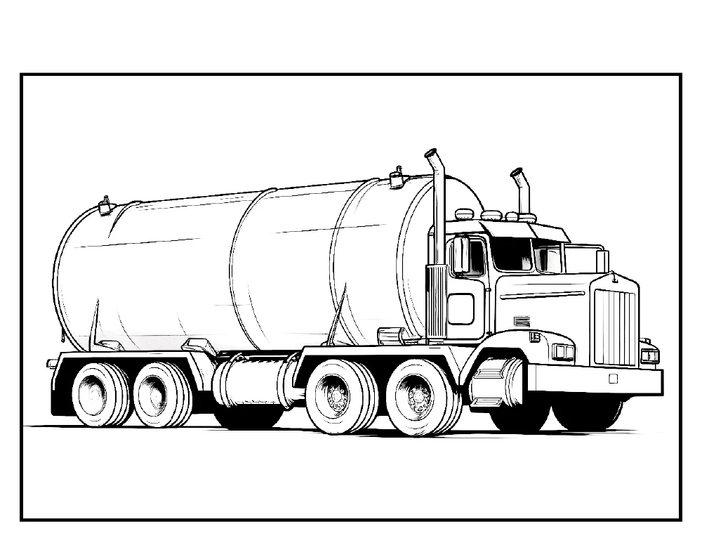 Tanker truck colouring-page preview